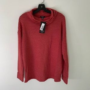Jones New York Signature Cowl Neck Medium Coral Red NWT
